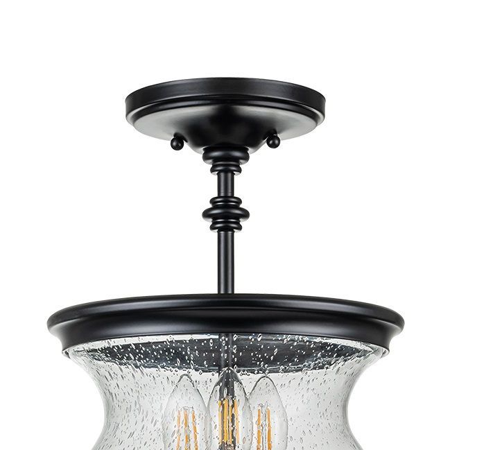 Elegancka czarna lampa sufitowa Pickering Lane 3 ze szklaną oprawą