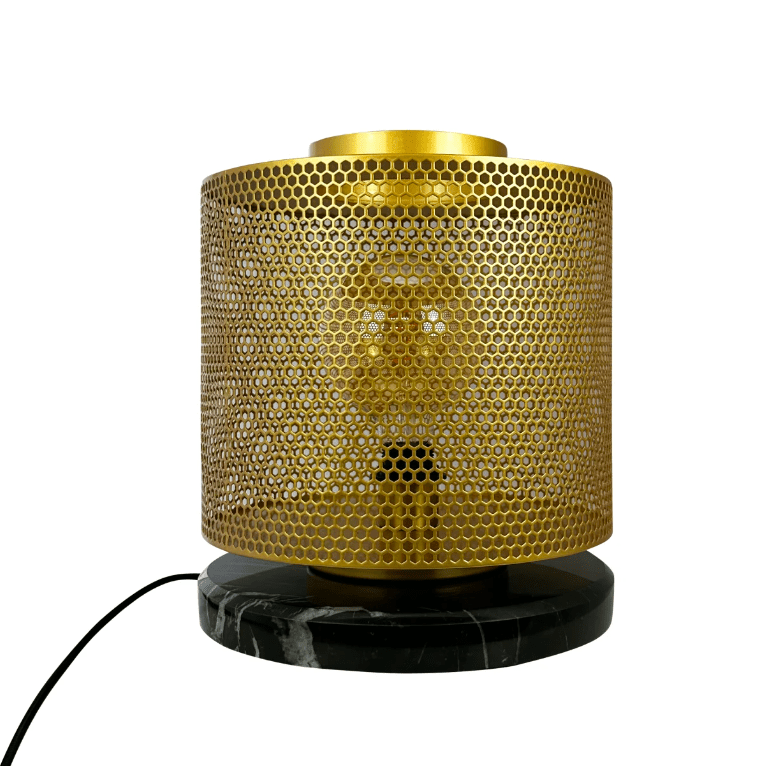 Elegancka lampa stołowa Nantes w odcieniu złotego mosiądzu i marmuru