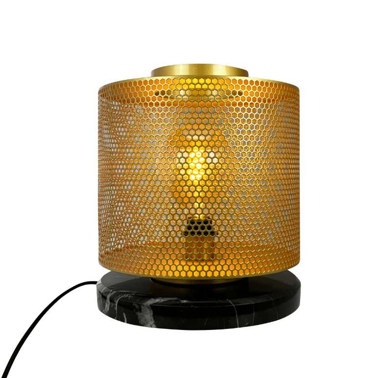 Elegancka lampa stołowa Nantes w odcieniu złotego mosiądzu i marmuru