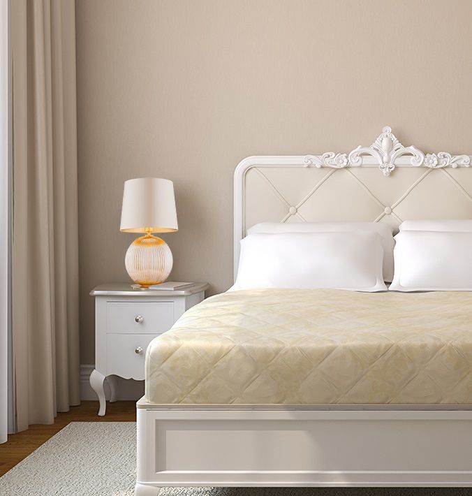 Elegancka stołowa lampa Hamilton z beżowym kloszem do salonu