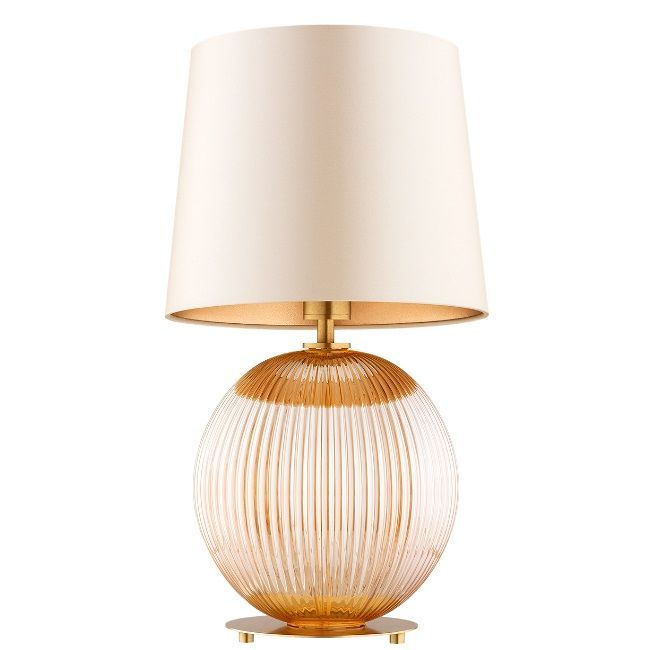 Elegancka stołowa lampa Hamilton z beżowym kloszem do salonu