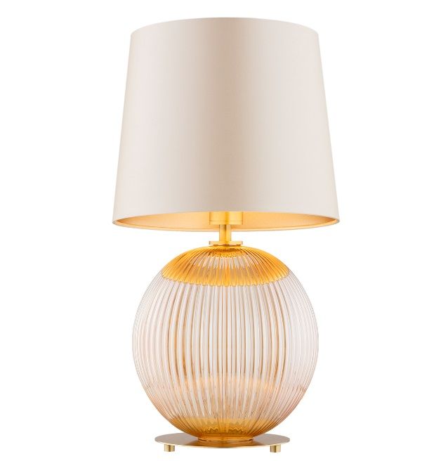 Elegancka stołowa lampa Hamilton z beżowym kloszem do salonu