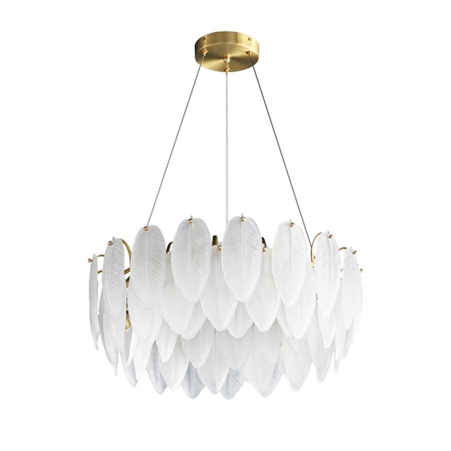 Elegancka złota lampa wisząca Piuma 60 z szklanymi kryształami