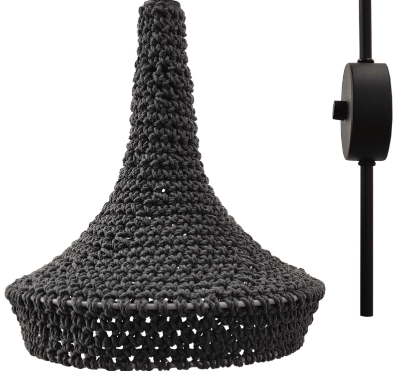 Haftowany kinkiet bawełniany Mahaka w odcieniu szarości