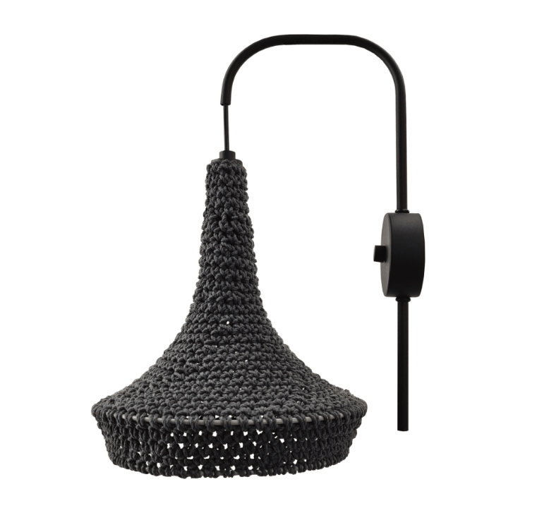 Haftowany kinkiet bawełniany Mahaka w odcieniu szarości