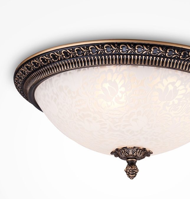 Klasyczny brązowy plafon do kuchni Pascal ze złotymi przetarciami