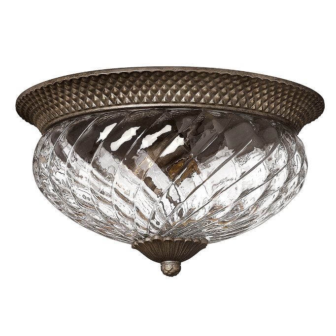 Klasyczny plafon kuchenny Plantation w odcieniu brązu z eleganckim, dekoracyjnym szkłem