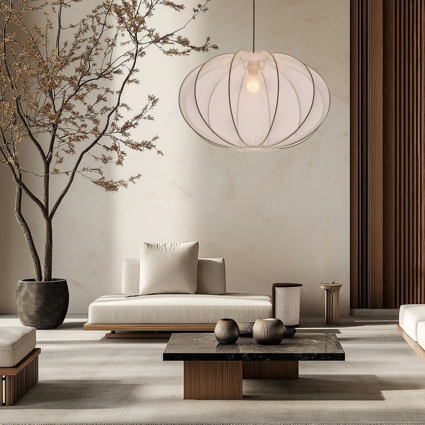 Klimatyczny żyrandol Mellow 60 z białej siateczki