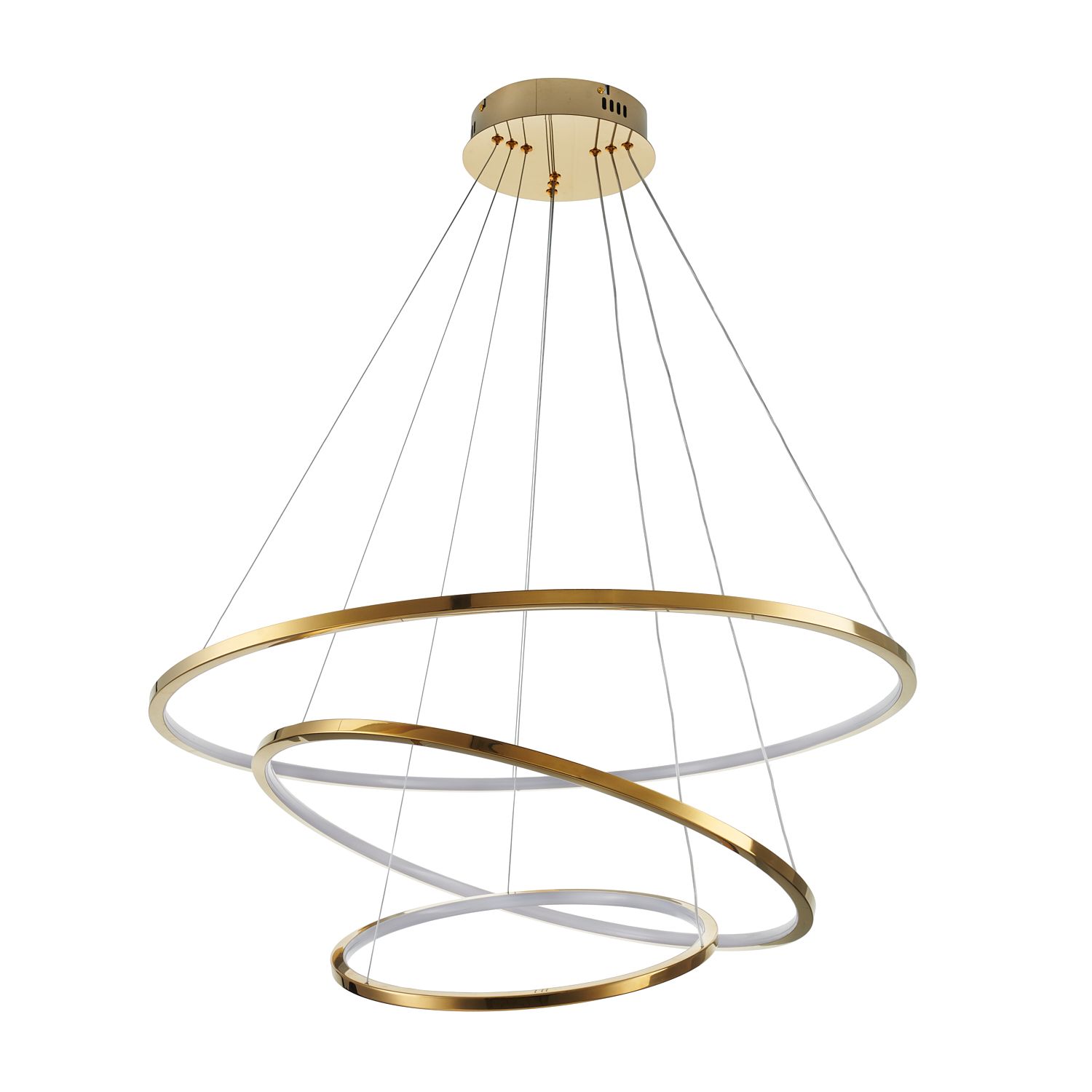 Lampa sufitowa LED CIRCLE SLIM w kolorze złotym, trzy pierścienie o średnicach 40, 60 i 80 cm