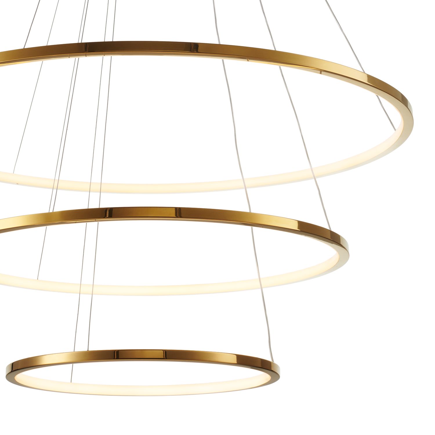 Lampa sufitowa LED CIRCLE SLIM w kolorze złotym, trzy pierścienie o średnicach 40, 60 i 80 cm