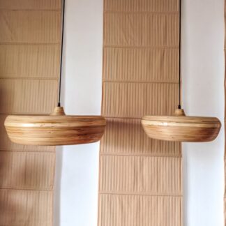 Wisząca lampa Wafa M z kloszem z bambusa