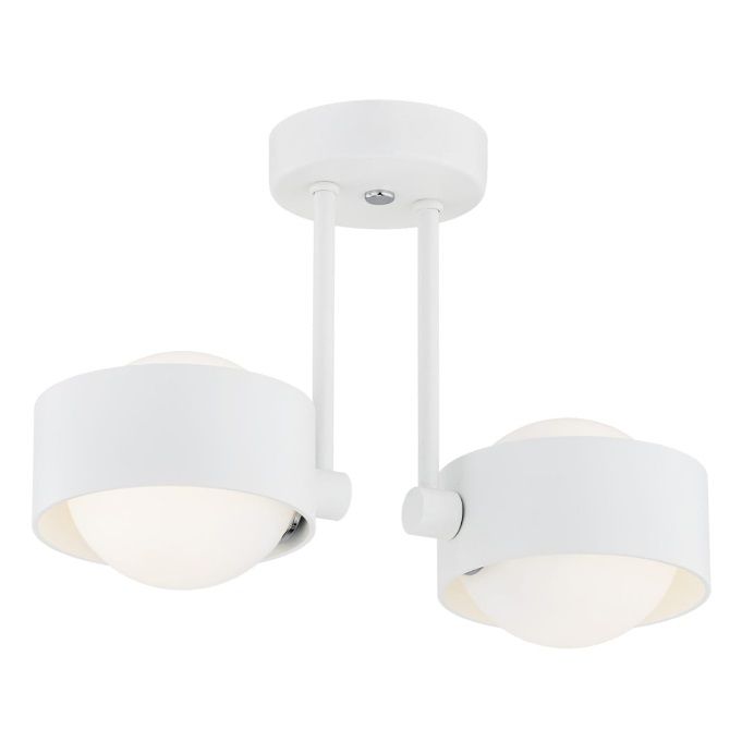 Łazienkowa lampa sufitowa Massimo z dwiema białymi kulami i klasą szczelności IP44