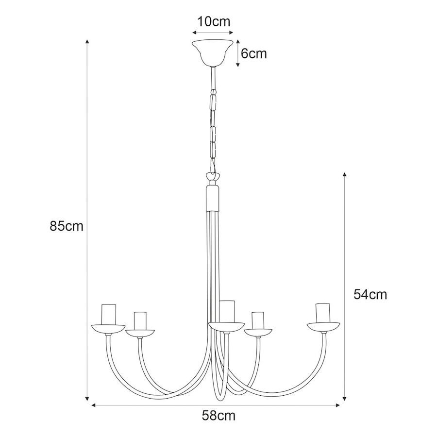 Czarny, 5-punktowy żyrandol Haris w klasycznym stylu rustykalnym