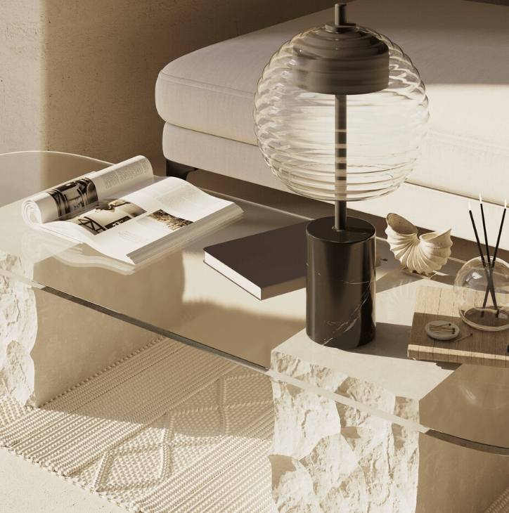 Elegancka nocna lampka Mystic LED z podstawą z czarnego marmuru