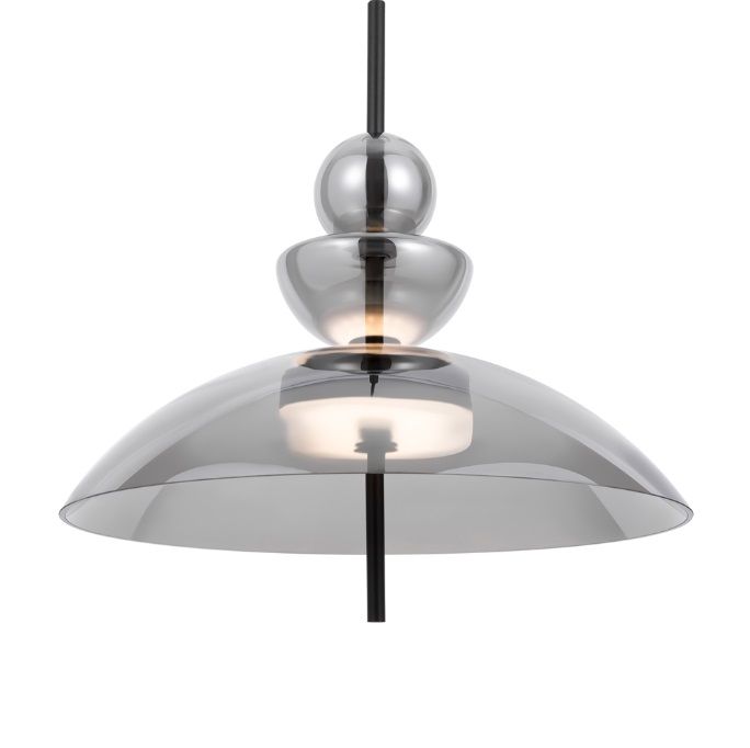 Elegancka wisząca lampa LED Bangkok z dymionym szklanym kloszem o średnicy 40 cm