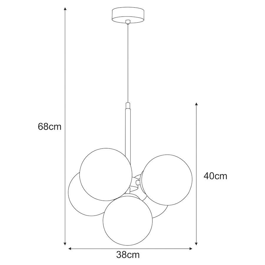 Nowoczesny wiszący żyrandol Inez w czarnym kolorze z mlecznymi kloszami