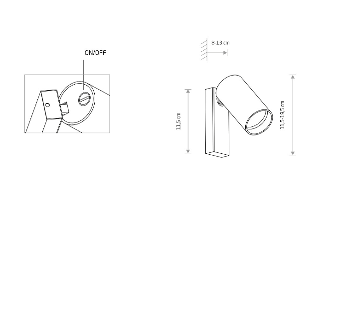 OUTLET Kompaktowy biały kinkiet Mono z obrotową tubą