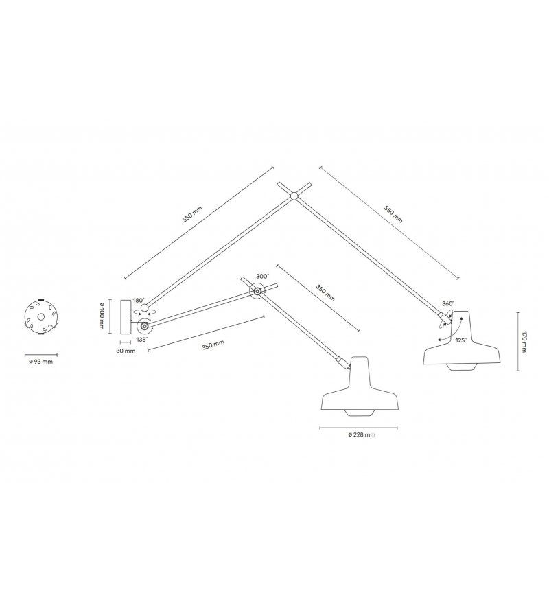 Regulowany kinkiet Arigato Double Long w białym kolorze