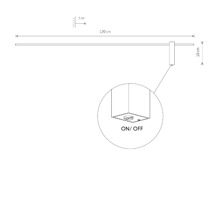 Smukły kinkiet LED 120 cm Motive L 3000K z efektem odbitego światła