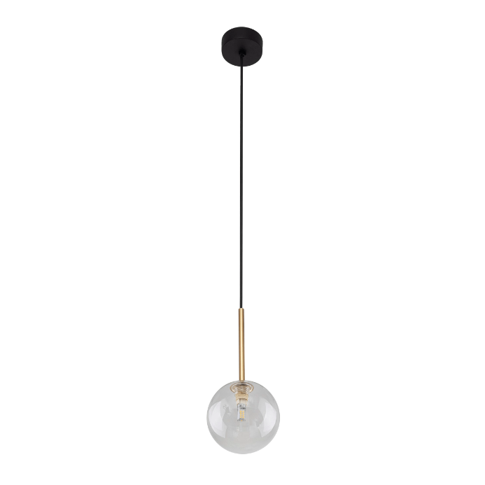 Stylowa lampa wisząca Nilos z przezroczystym kloszem i złotym akcentem