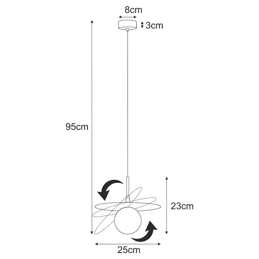 Wisząca lampa Sante M w kolorze czarnym o kształcie dysku