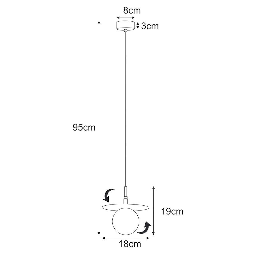 Wisząca lampa Sante S w kolorze czarnym z mlecznym kloszem w kształcie dysku