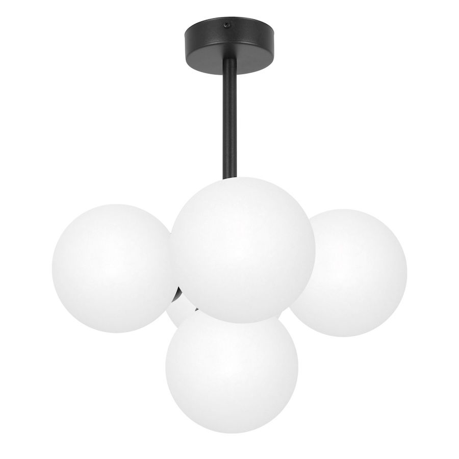 Żyrandol sufitowy Inez z mlecznymi, kulistymi kloszami