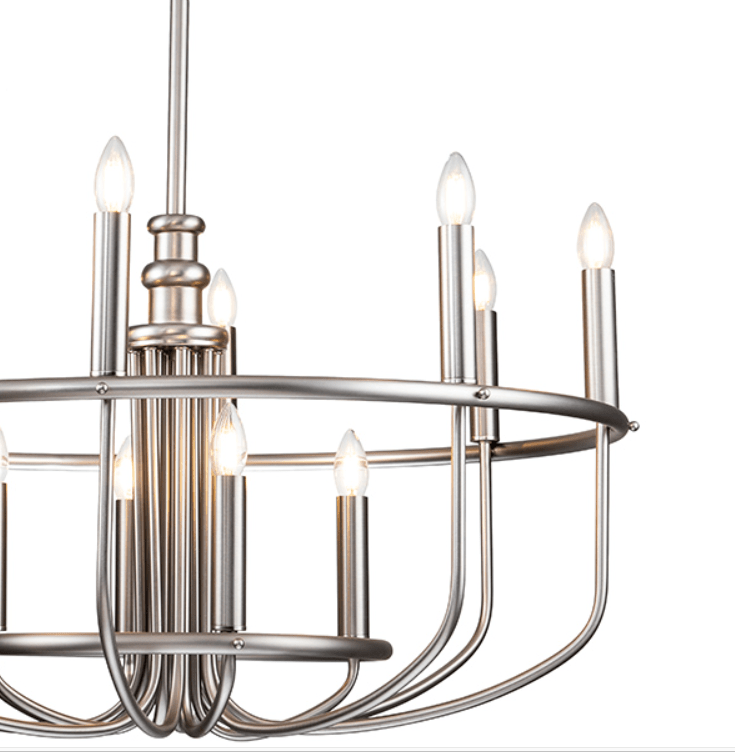 Nowoczesny żyrandol świecznikowy Capitol Hill 12 w kolorze szczotkowanego niklu