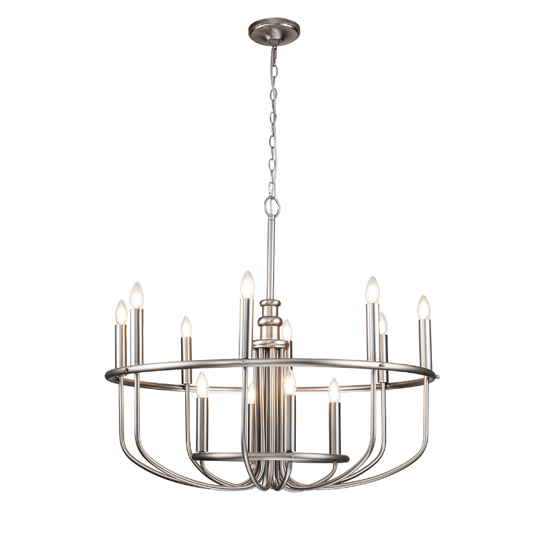 Nowoczesny żyrandol świecznikowy Capitol Hill 12 w kolorze szczotkowanego niklu