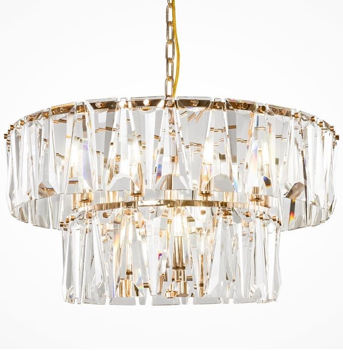 Olśniewający złoty żyrandol kryształowy Puntes w stylu glamour