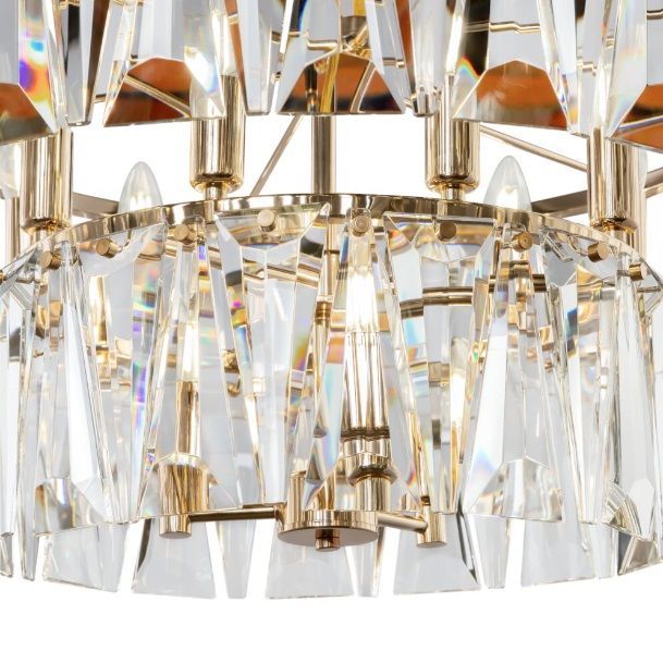 Olśniewający złoty żyrandol kryształowy Puntes w stylu glamour