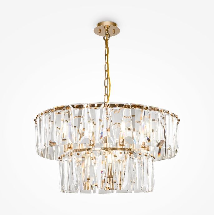 Olśniewający złoty żyrandol kryształowy Puntes w stylu glamour