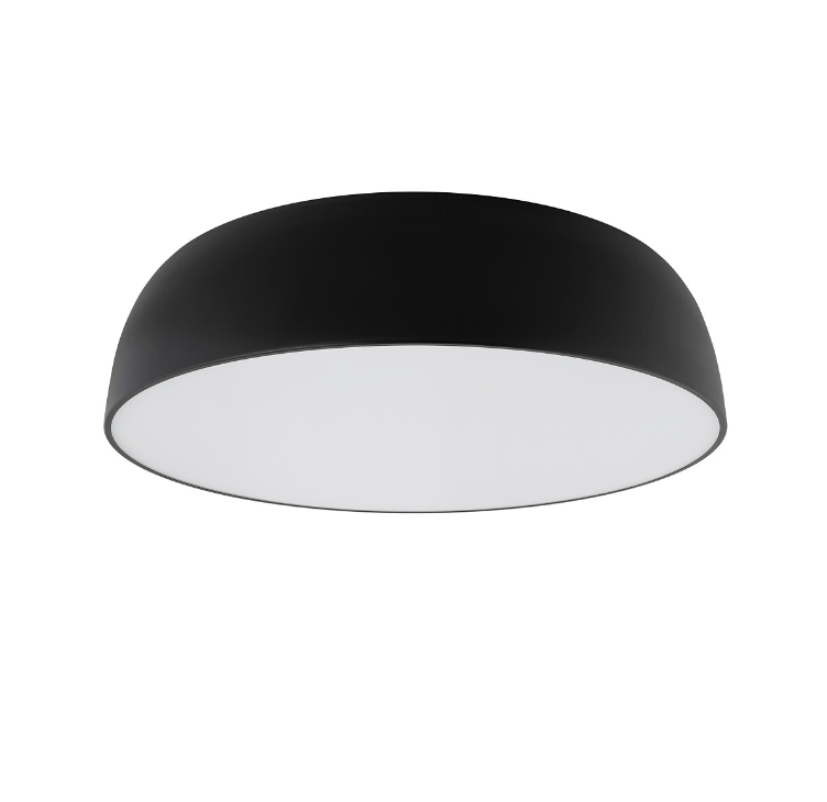 Plafon Satellite w kolorach czerni i bieli na siedem żarówek o średnicy 58 cm