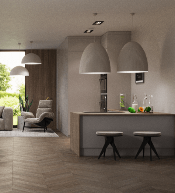 Platynowa lampa wisząca Gandra z karbowanym kloszem, idealna nad wyspę