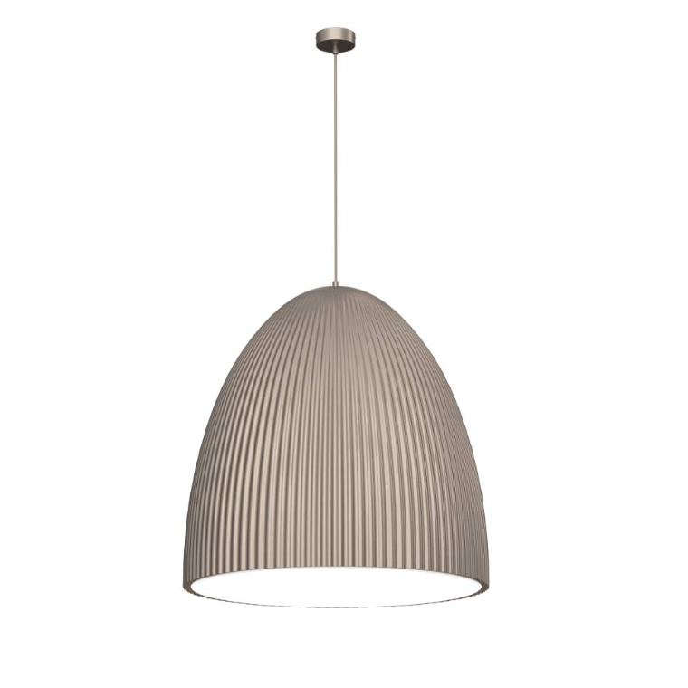 Platynowa lampa wisząca Gandra z karbowanym kloszem, idealna nad wyspę