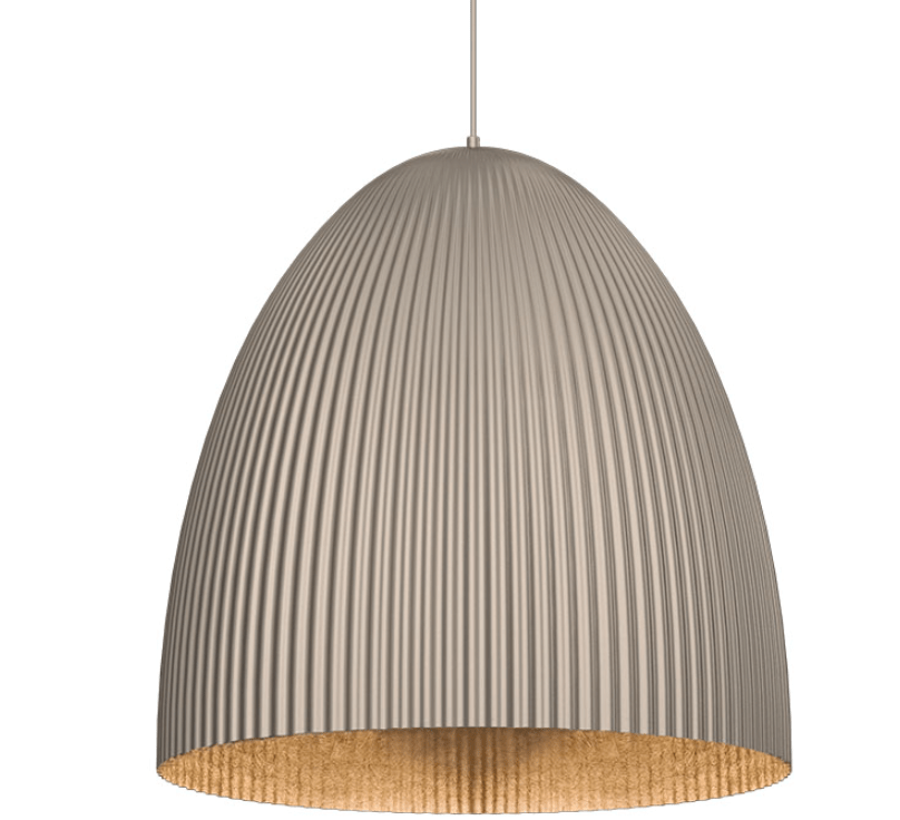 Platynowa lampa wisząca Gandra z karbowanym kloszem, idealna nad wyspę