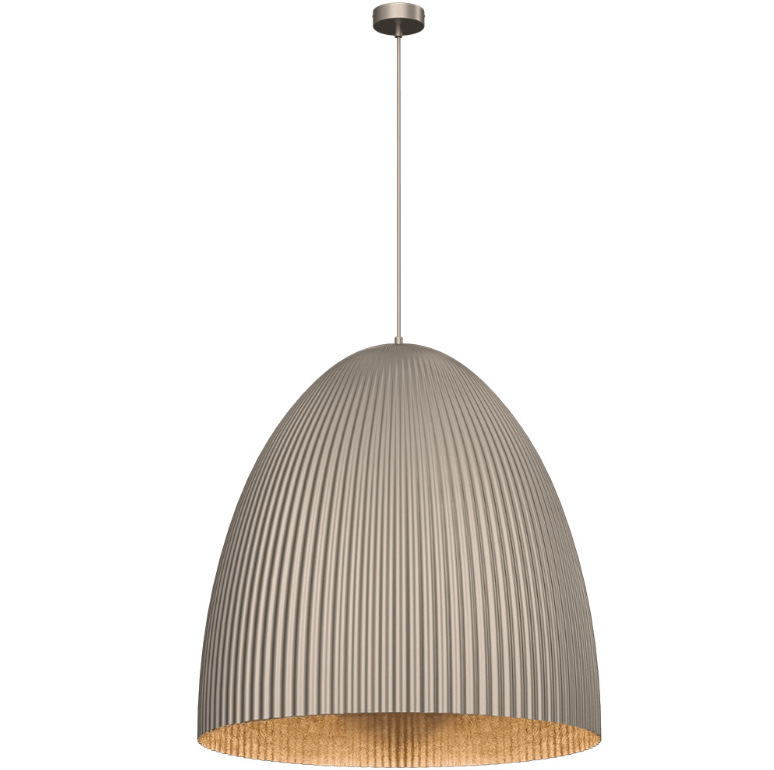 Platynowa lampa wisząca Gandra z karbowanym kloszem, idealna nad wyspę