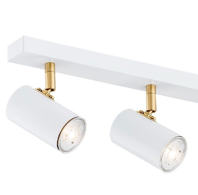 Podłużna biała lampa sufitowa szynowa Lagos z trzema regulowanymi reflektorami