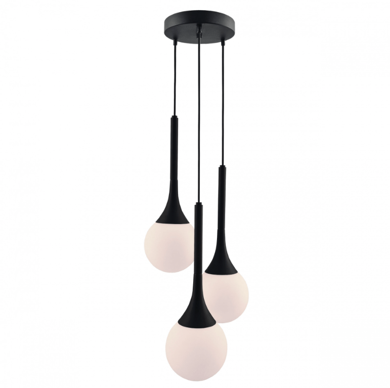 Potrójna wisząca lampa Jun 3 z kloszami w formie kropli