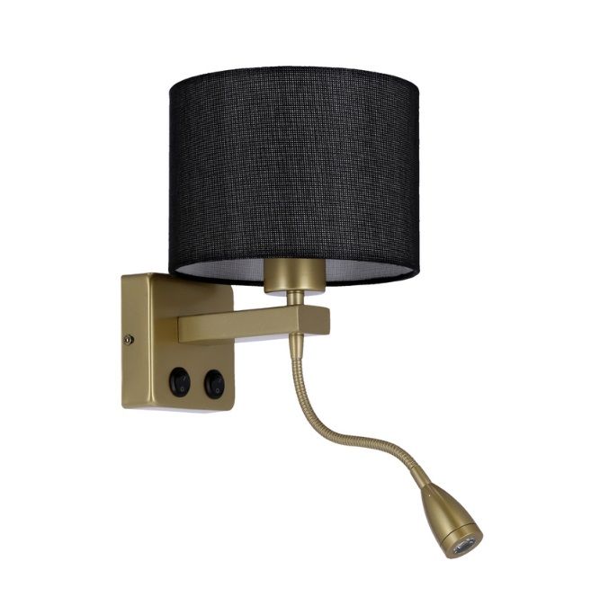 Regulowany kinkiet Polo w czarno-złotym kolorze z oczkiem LED