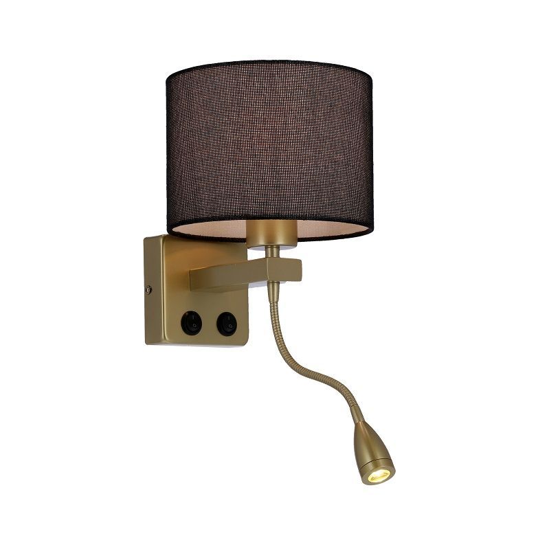 Regulowany kinkiet Polo w czarno-złotym kolorze z oczkiem LED