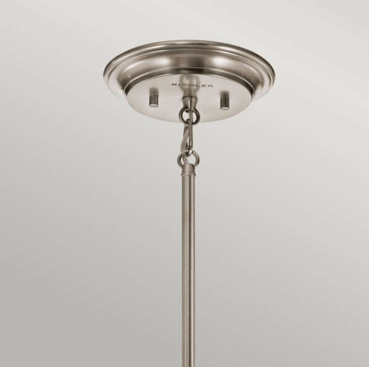 Srebrna zwisająca lampa sufitowa Waverly w klasycznym stylu