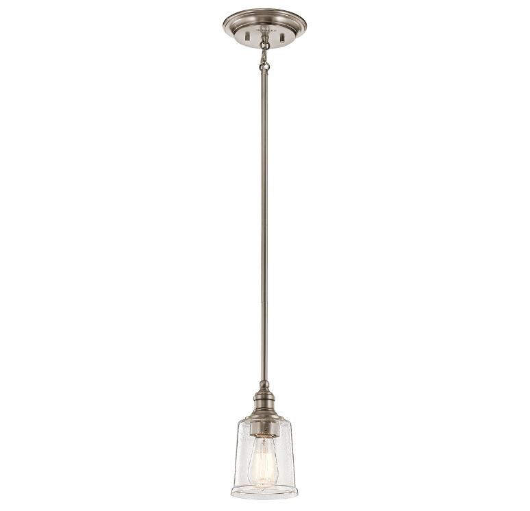 Srebrna zwisająca lampa sufitowa Waverly w klasycznym stylu