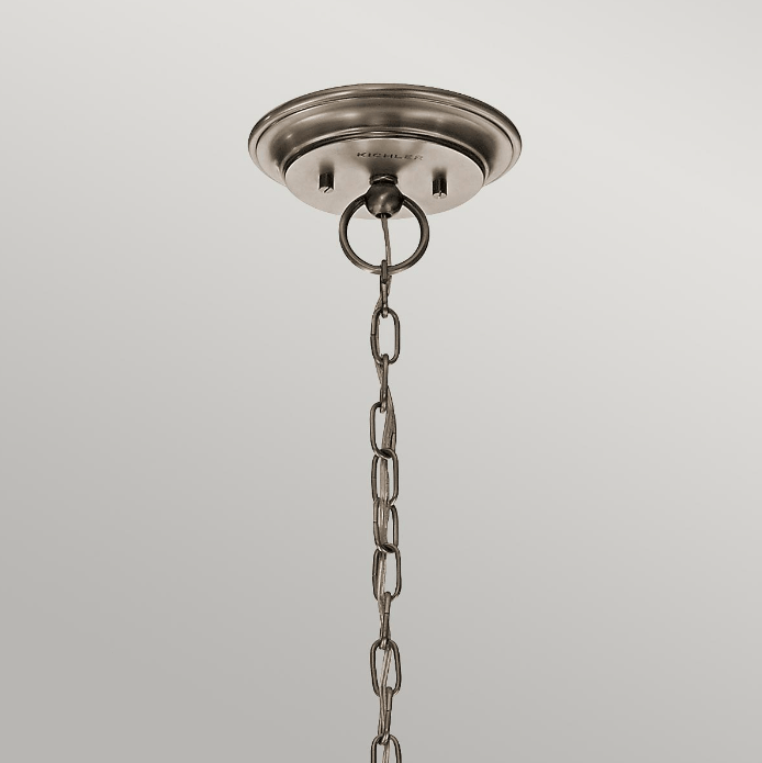 Srebrny żyrandol Modern Classic Waverly 5 od Ardant Decor z możliwością regulacji łańcucha