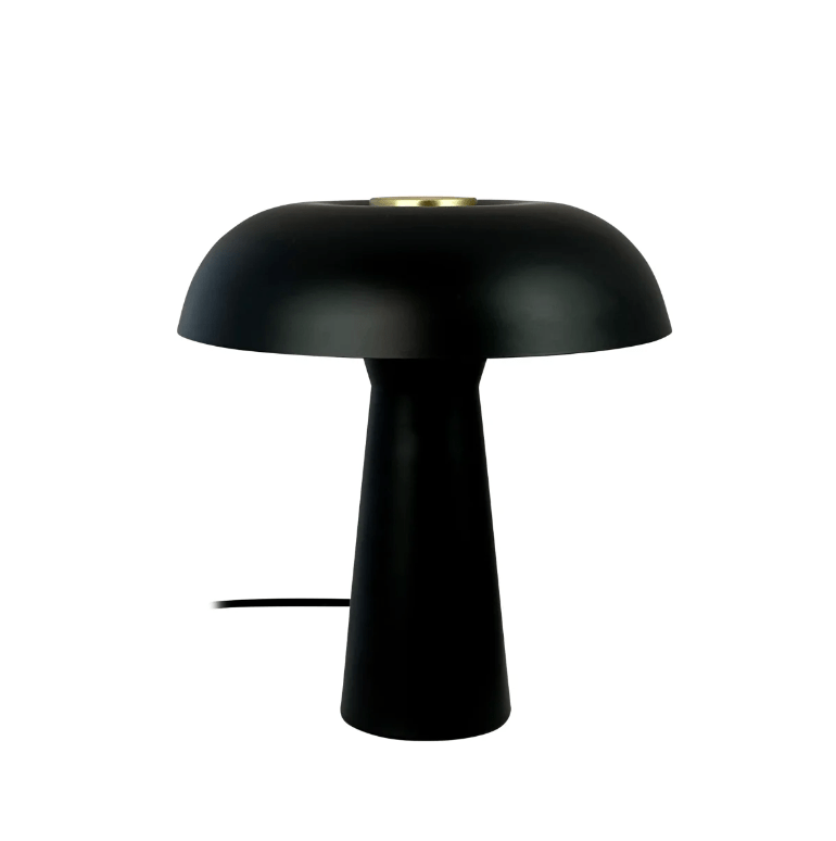 Stylowa czarna lampka nocna Iris do sypialni