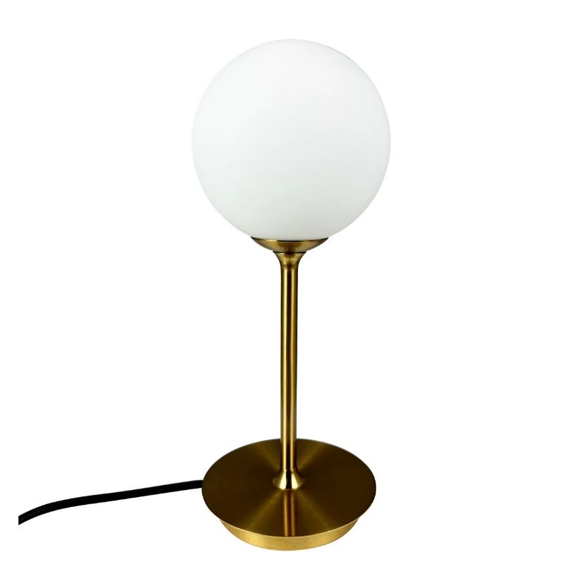 Stylowa lampka stołowa SIA w złotym kolorze z szklaną kulą
