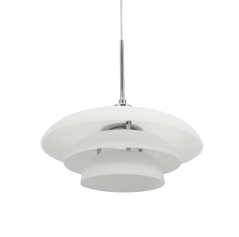 Stylowa wisząca lampa AVA z białego szkła o średnicy 31 cm