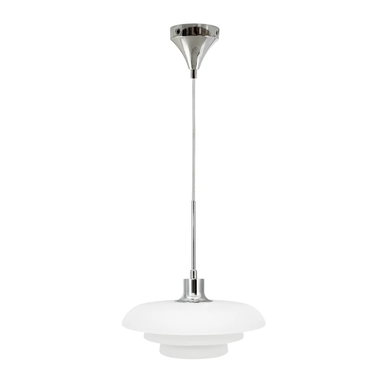 Stylowa wisząca lampa AVA z białego szkła o średnicy 31 cm