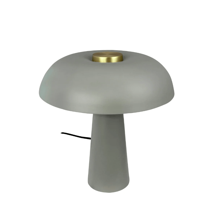 Szara lampka stołowa w kształcie grzybka Iris od Dyberg Larsen