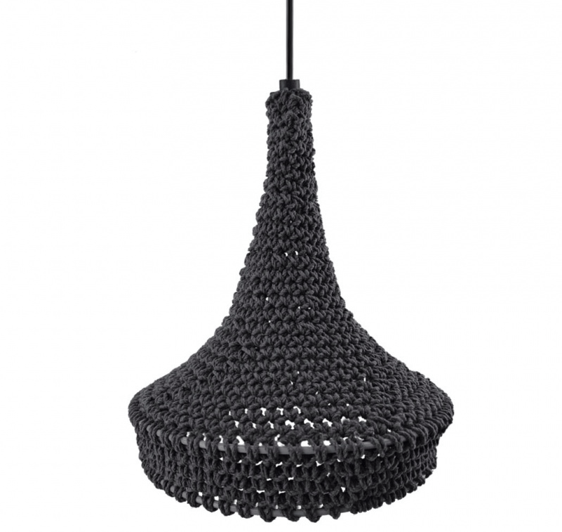 Szara wisząca lampa bawełniana Mahaka wykonana ręcznie